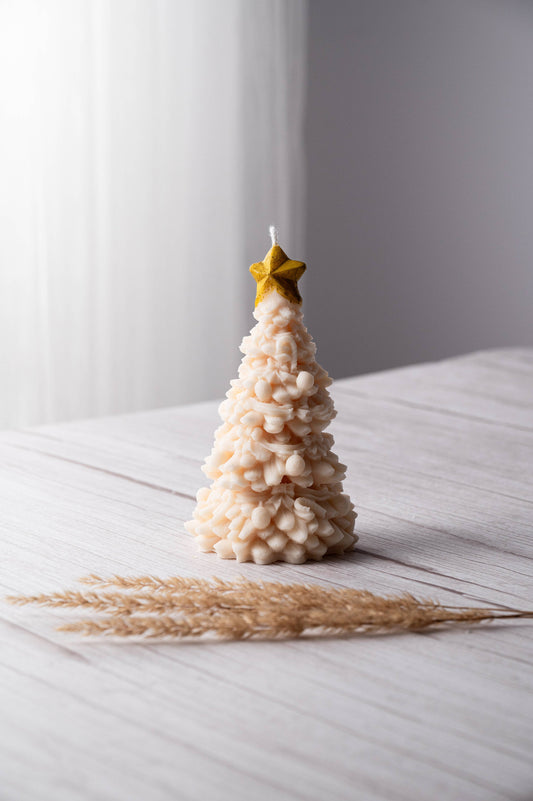 Christmas Tree with Star Topper: Gold Top / Sandalwood